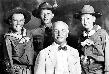 Eagle Scouts with Scoutmaster Albert Bartle, George Montgomery is in center