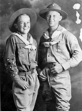 Two Eagle Scouts posing, right is George Montgomery