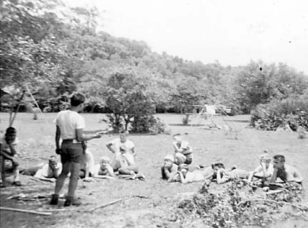 Boys gathered around patrol leader