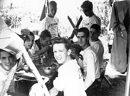boys eating at table