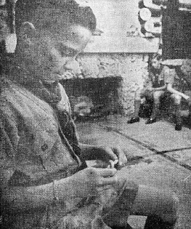 Inside cabin looking towards fireplace