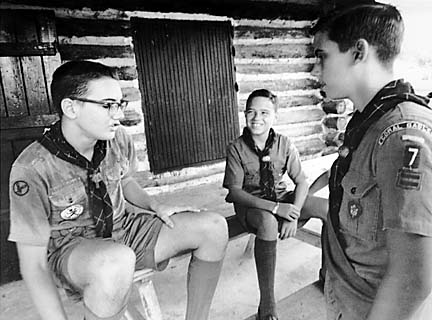 Conversation outside of cabin