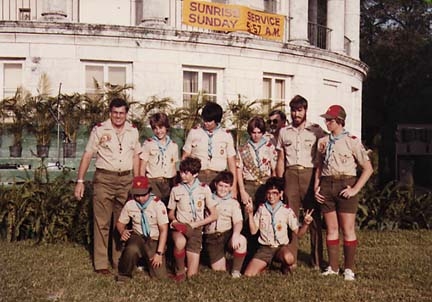 1980 Sunrise Service in LeJeune Rd in front of Coral Gables City Hall. We set up and took down chairs.